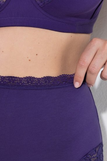 Ulla Popken 831866 Slips met hoge taille en kant 3-pack Koningsblauw - Slips - 