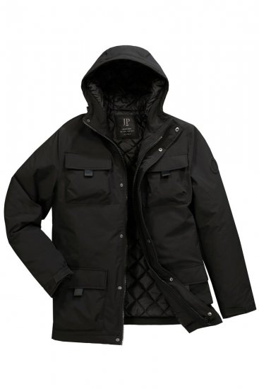 JP1880 832202 Fieldjacket met capuchon Zwart TALL - TALL jassen - TALL jassen met extra lengte