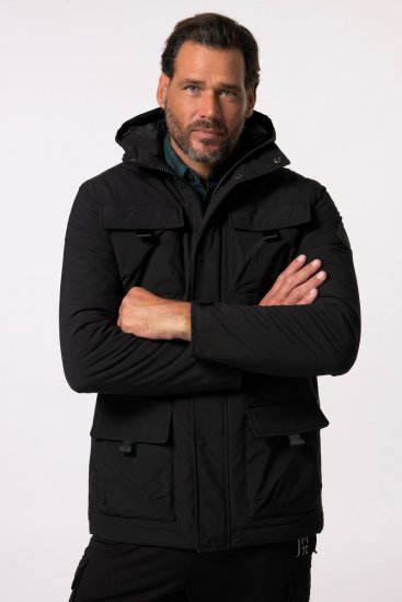 JP1880 832202 Fieldjacket met capuchon Zwart TALL - TALL jassen - TALL jassen met extra lengte