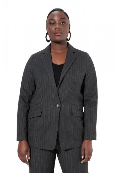 Ulla Popken 832935 Visgraatblazer met metallic glans Grijs - Blazers - Blazers in grote maten voor dames