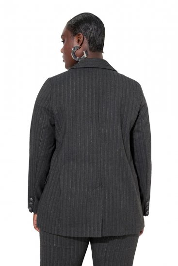 Ulla Popken 832935 Visgraatblazer met metallic glans Grijs - Blazers - Blazers in grote maten voor dames