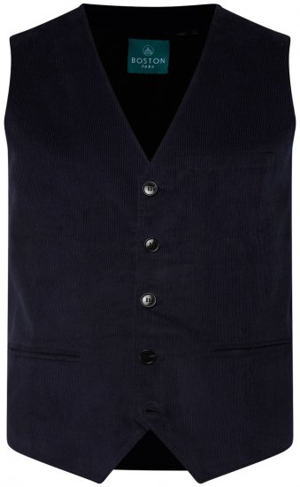 Boston Park 952 Corduroy gilet met gebreide rug Donkerblauw - Pakken - Grote Maten Kostuum Heren