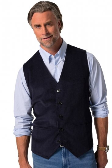 Boston Park 952 Corduroy gilet met gebreide rug Donkerblauw - Pakken - Grote Maten Kostuum Heren