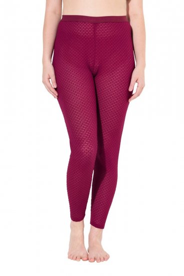 Ulla Popken 833718 Panty legging met kant Bessenrood - Panty's & sokken - 