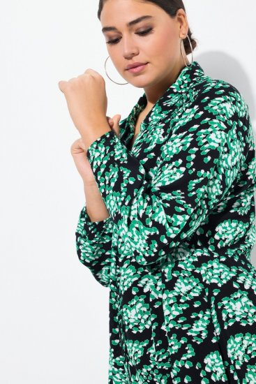 Ulla Popken 834191 Bedrukte blousejurk Zwart - Blousejurken - 