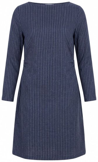 Ulla Popken 834371 Gestreepte sweatjurk Donkerblauw - Sweatjurken - 