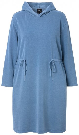 Ulla Popken 834536 Sweatjurk met capuchon Denimblauw - Sweatjurken - 