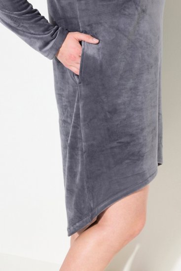 Ulla Popken 834550 Jurk met lange mouwen en capuchon Antraciet - Sweatjurken - 