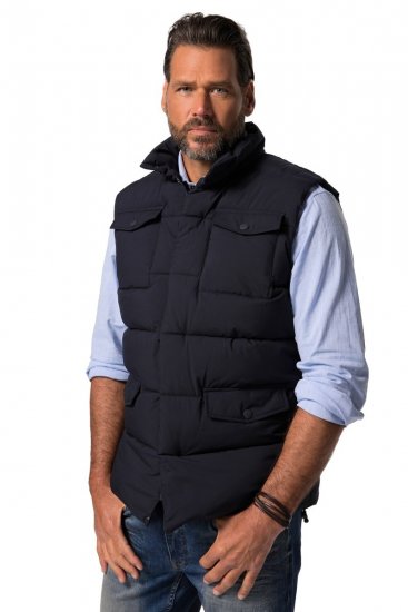 JP1880 834648 Bodywarmer gewatteerd met opstaande kraag Donkerblauw - Jassen - Grote Maten Herenjassen