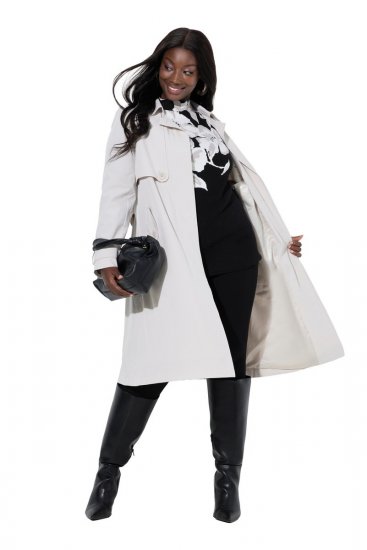 Ulla Popken 834990 Trenchcoat Taupe - Jassen - Jassen in grote maten