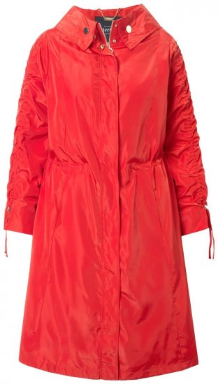 Ulla Popken 835277 Lange waterafstotende jas met capuchon Rood - Jassen - Jassen in grote maten