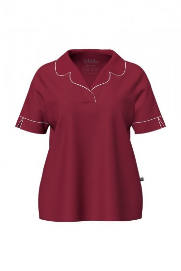 Ulla Popken 835397 Pyjama met korte mouwen en overhemdkraag Lila - Pyjama's en Loungewear - 