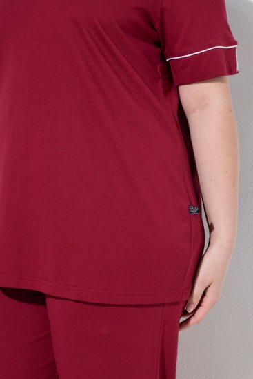 Ulla Popken 835397 Pyjama met korte mouwen en overhemdkraag Lila - Pyjama's en Loungewear - 
