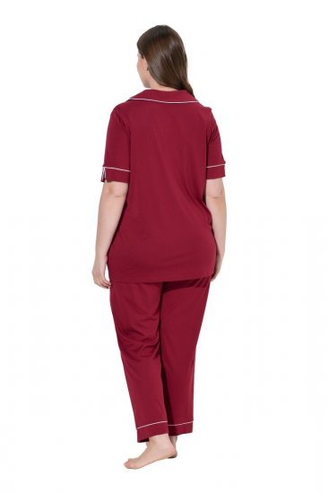 Ulla Popken 835397 Pyjama met korte mouwen en overhemdkraag Lila - Pyjama's en Loungewear - 