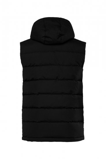 Men+ 442 Bodywarmer gewatteerd met capuchon en print Zwart - Jassen - Grote Maten Herenjassen