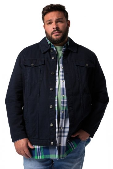 Men+ 446 Spijkerjas met borstzakken Donkerblauw - Jassen - Grote Maten Herenjassen