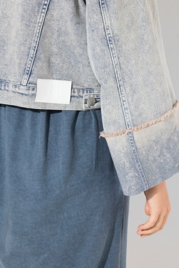 Ulla Popken 835486 Spijkerjas met wijde mouwen Denimblauw - Jassen - Damesjassen in grote maten