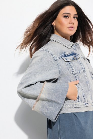 Ulla Popken 835486 Spijkerjas met wijde mouwen Denimblauw - Jassen - Damesjassen in grote maten