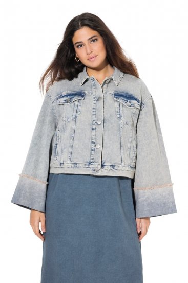 Ulla Popken 835486 Spijkerjas met wijde mouwen Denimblauw - Jassen - Damesjassen in grote maten