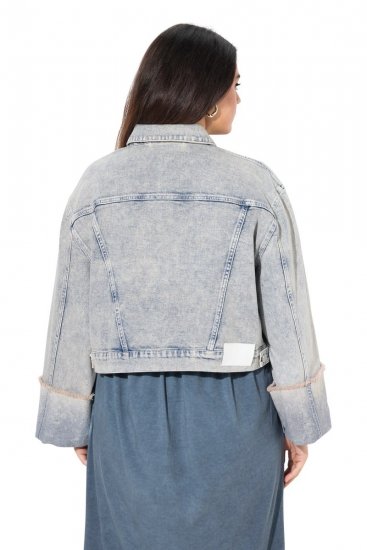 Ulla Popken 835486 Spijkerjas met wijde mouwen Denimblauw - Jassen - Damesjassen in grote maten