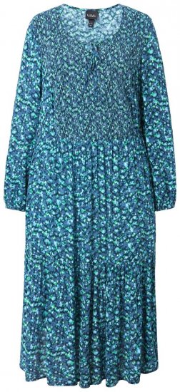 Ulla Popken 835713 Gebloemde jurk Donkerblauw - Maxi jurken - Maxi jurken in grote maten