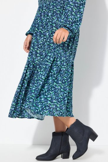 Ulla Popken 835713 Gebloemde jurk Donkerblauw - Maxi jurken - Maxi jurken in grote maten