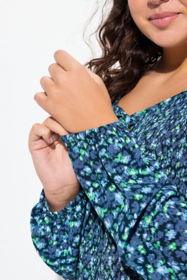 Ulla Popken 835713 Gebloemde jurk Donkerblauw - Maxi jurken - Maxi jurken in grote maten