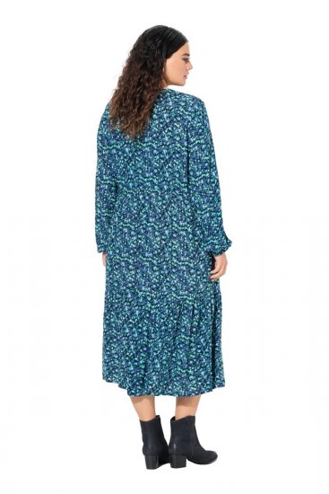 Ulla Popken 835713 Gebloemde jurk Donkerblauw - Maxi jurken - Maxi jurken in grote maten