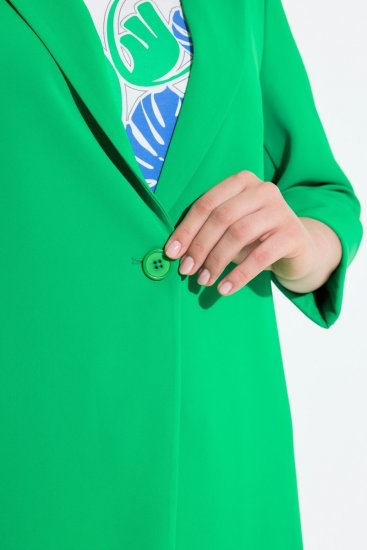 Ulla Popken 836165 Lange blazer met driekwartmouwen Groen - Blazers - Blazers in grote maten voor dames