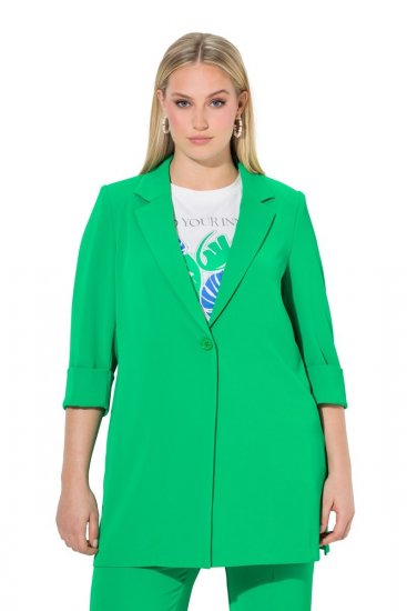 Ulla Popken 836165 Lange blazer met driekwartmouwen Groen - Blazers - Blazers in grote maten voor dames