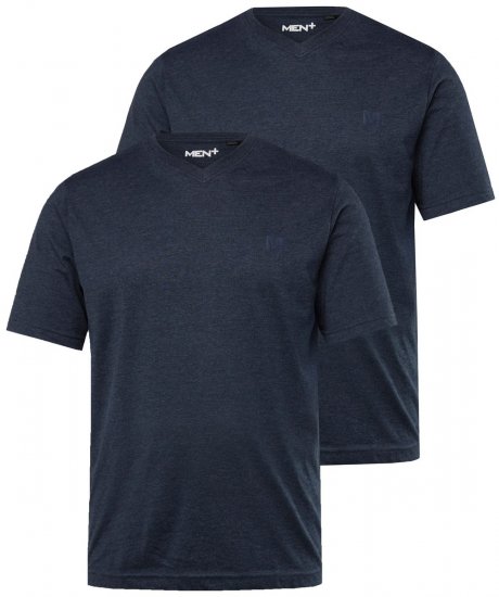 Men+ 299 T-shirt V-hals Donkerblauw set van 2 - T-shirts - Grote Maten T-shirts Heren