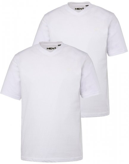 Men+ 299 T-shirt V-hals Wit set van 2 - T-shirts - Grote Maten T-shirts Heren