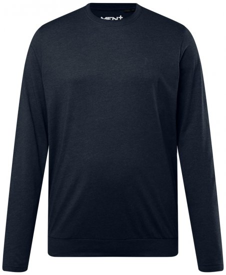 Men+ 313 T-shirt lange mouw bellyfit Donkerblauw - T-shirts - Grote Maten T-shirts Heren