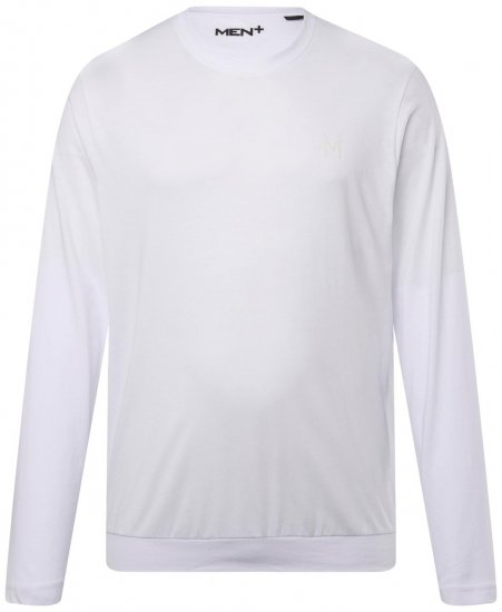 Men+ 313 T-shirt lange mouw bellyfit Wit - T-shirts - Grote Maten T-shirts Heren