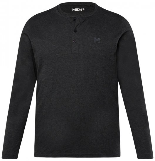 Men+ 383 Henleyshirt lange mouw Zwart - T-shirts - Grote Maten T-shirts Heren