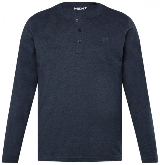 Men+ 383 Henleyshirt lange mouw Donkerblauw - T-shirts - Grote Maten T-shirts Heren