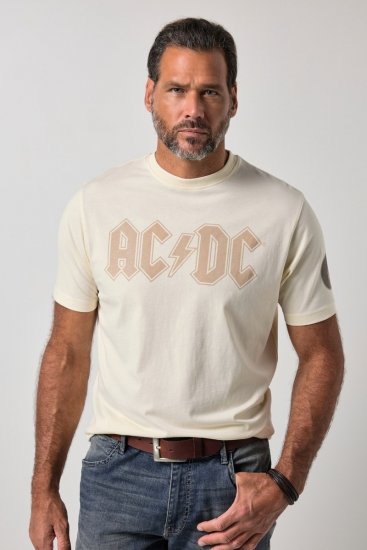 JP1880 836411 AC/DC Classic Logo T-shirt Zandgrijs - Band T-shirts - Band T-shirts in grote maten