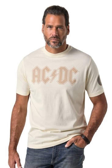 JP1880 836411 AC/DC Classic Logo T-shirt Zandgrijs - Band T-shirts - Band T-shirts in grote maten