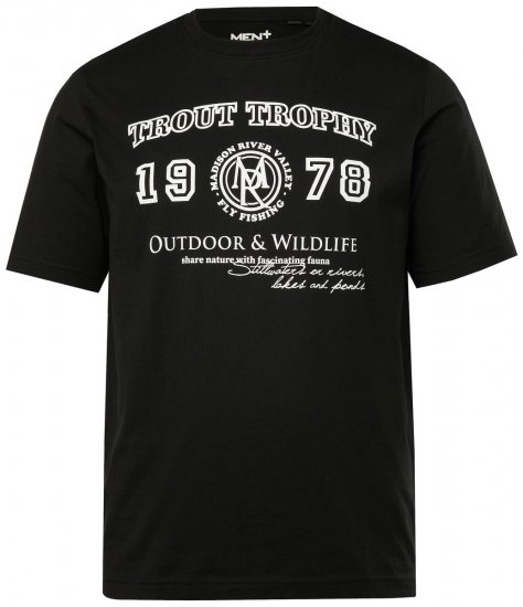Men+ 424 T-shirt Trout Trophy Zwart - T-shirts - Grote Maten T-shirts Heren