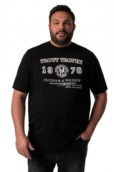 Men+ 424 T-shirt Trout Trophy Zwart - T-shirts - Grote Maten T-shirts Heren