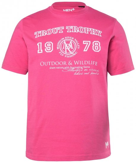 Men+ 424 T-shirt Trout Trophy Flamingoroze - T-shirts - Grote Maten T-shirts Heren