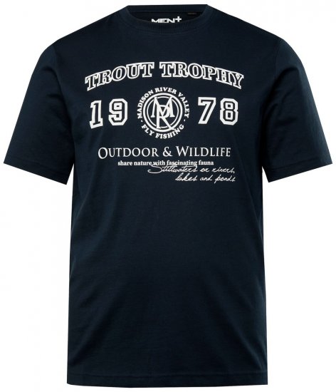 Men+ 424 T-shirt Trout Trophy Donkerblauw - T-shirts - Grote Maten T-shirts Heren