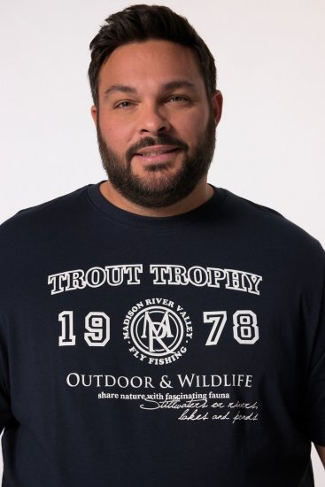 Men+ 424 T-shirt Trout Trophy Donkerblauw - T-shirts - Grote Maten T-shirts Heren