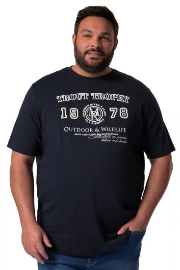 Men+ 424 T-shirt Trout Trophy Donkerblauw - T-shirts - Grote Maten T-shirts Heren