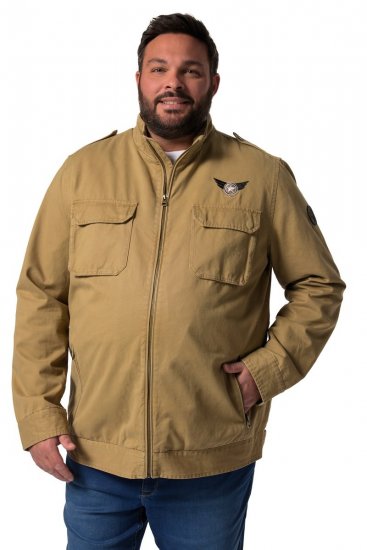 Men+ 641 Katoenen jack met opstaande kraag Camel - Jassen - Grote Maten Herenjassen