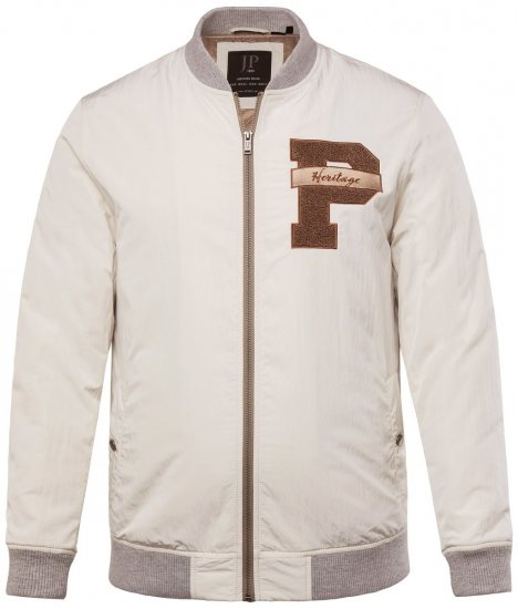 JP1880 836786 Collegejack met embleem Gebroken wit - Jassen - Grote Maten Herenjassen