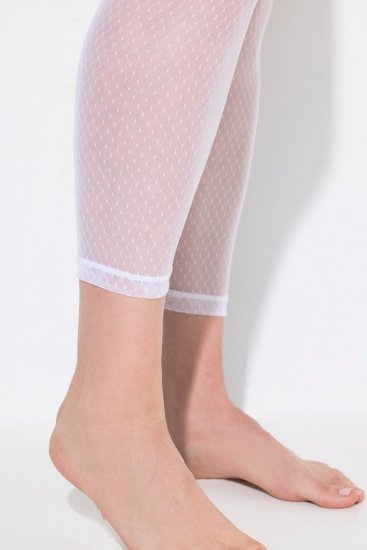 Ulla Popken 836800 Gestippelde panty legging Wit - Panty's & sokken - 