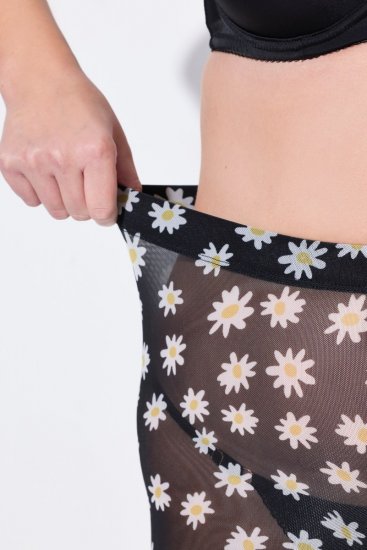 Ulla Popken 836803 Gebloemde anti-schuur shorts Zwart - Anti-schuur shorts - 