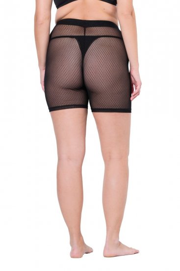 Ulla Popken 836805 Gestippelde anti-schuur shorts Zwart - Anti-schuur shorts - 