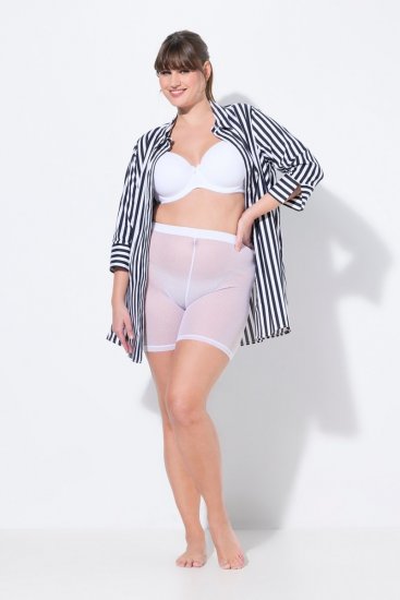 Ulla Popken 836805 Gestippelde anti-schuur shorts Wit - Anti-schuur shorts - 